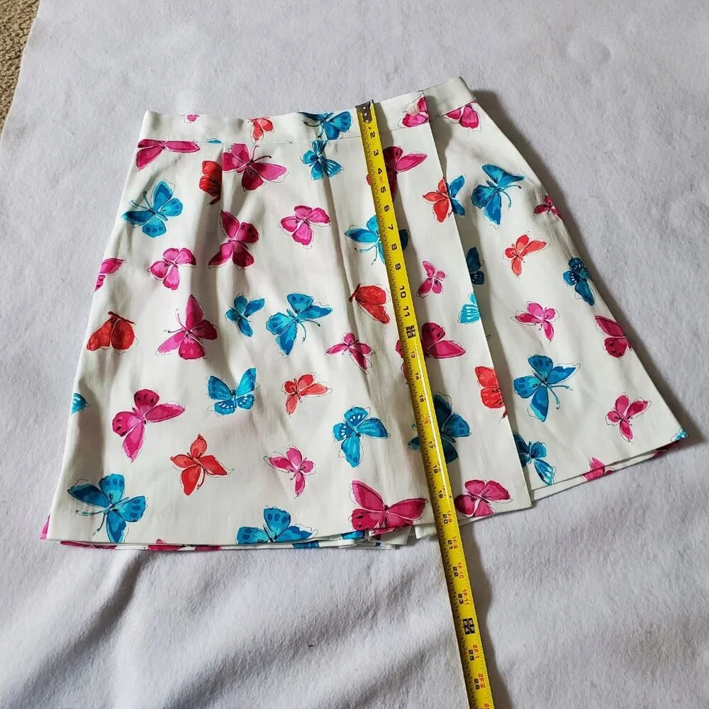 Briggs New York Skort Size 16 White Pink & Blue Butterflies Cotton Spandex - Picture 10 of 16